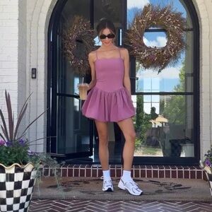 Elegant Mauve Mini Skort Dress